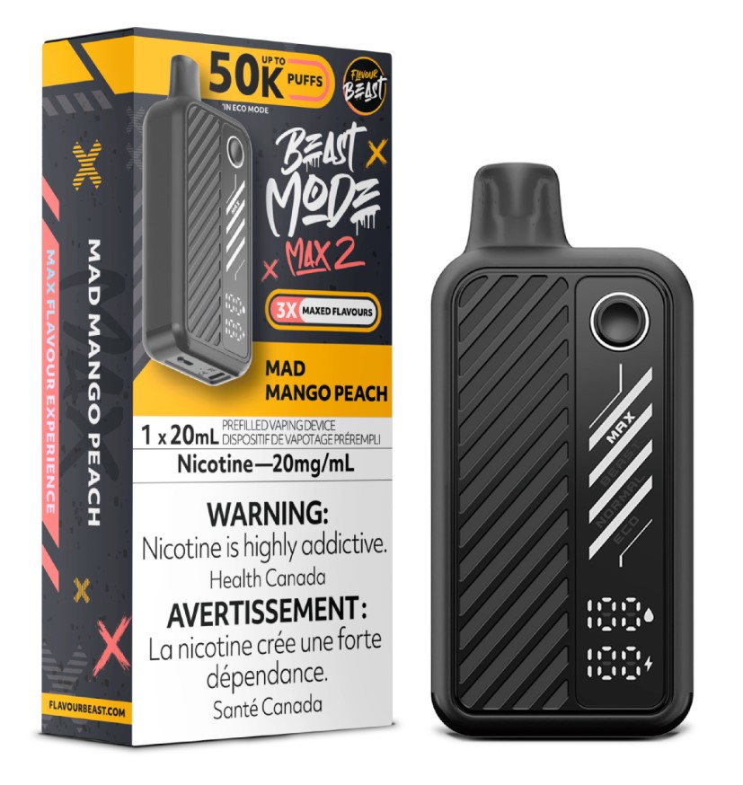 Federal *EXCISED* Disposable Vape Flavour Beast Mode Max 2 Mad Mango Peach Box of 5