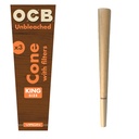 Rolling Papers OCB Virgin Unbleached Pre-Rolled King Size Cones 3-Pack - Box/32