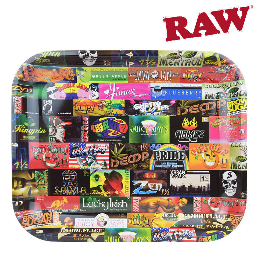 Raw Tray Rolling Paper History 101 Large 13.6" x 11" x 1.2"