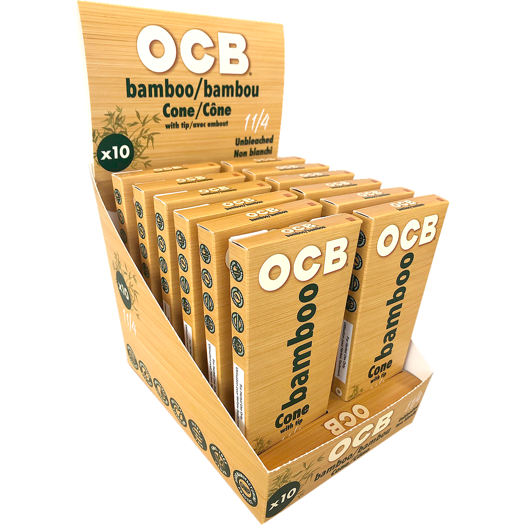 Rolling Papers OCB Bamboo Cones 1.25 - 10 Pack - Box of 12