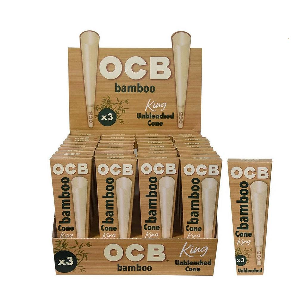Rolling Papers OCB King Size Bamboo Pre-Rolled Cones - 3 Pack - Box of 32