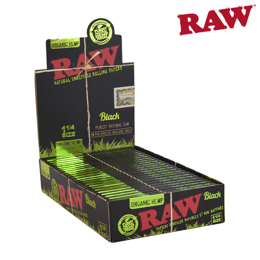 Raw Black Organic 1 1/4 Rolling Papers Box/24