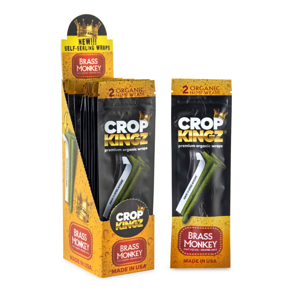 Hemp Wraps Crop Kingz 2pk Brass Monkey Self Sealing Box of 15