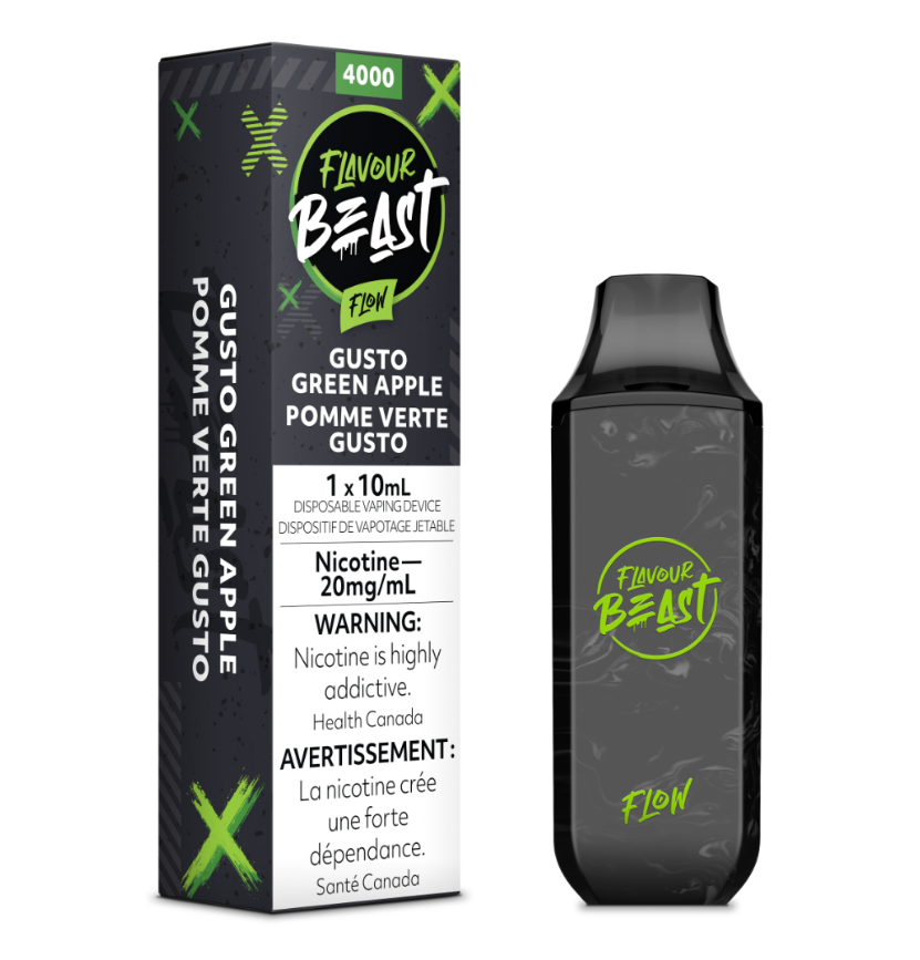 *EXCISED* Flavour Beast Flow Disposable Vape Rechargeable Gusto Green Apple Box Of 6