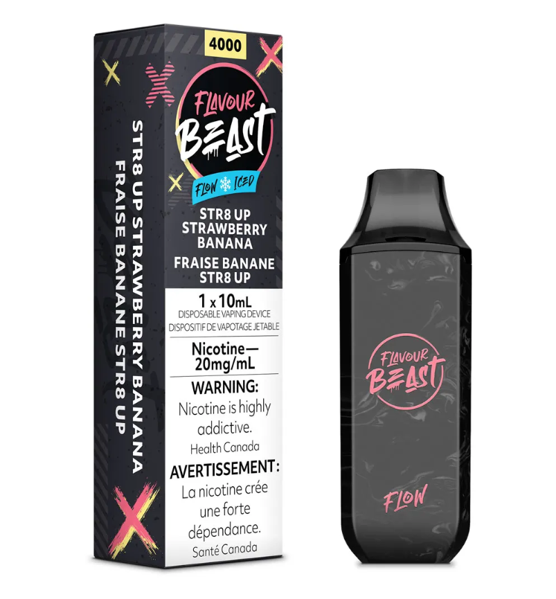 *EXCISED* Flavour Beast Flow Disposable Vape Rechargeable STR8 Up Strawberry Banana Iced Box Of 6