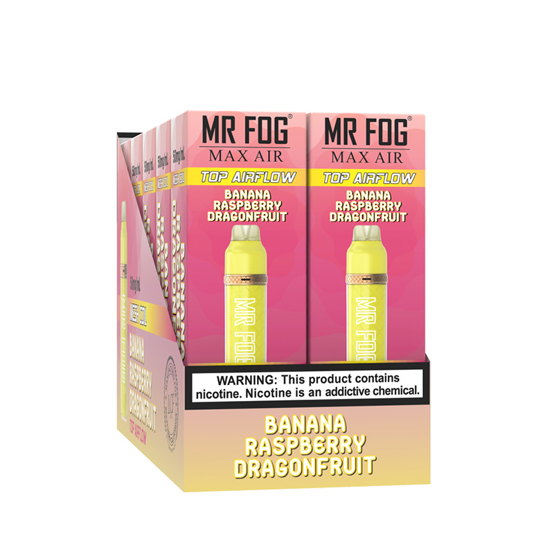 *EXCISED* Mr Fog Max Air Disposable Vape Banana Raspberry Dragonfruit 2500 Puffs Box Of 10