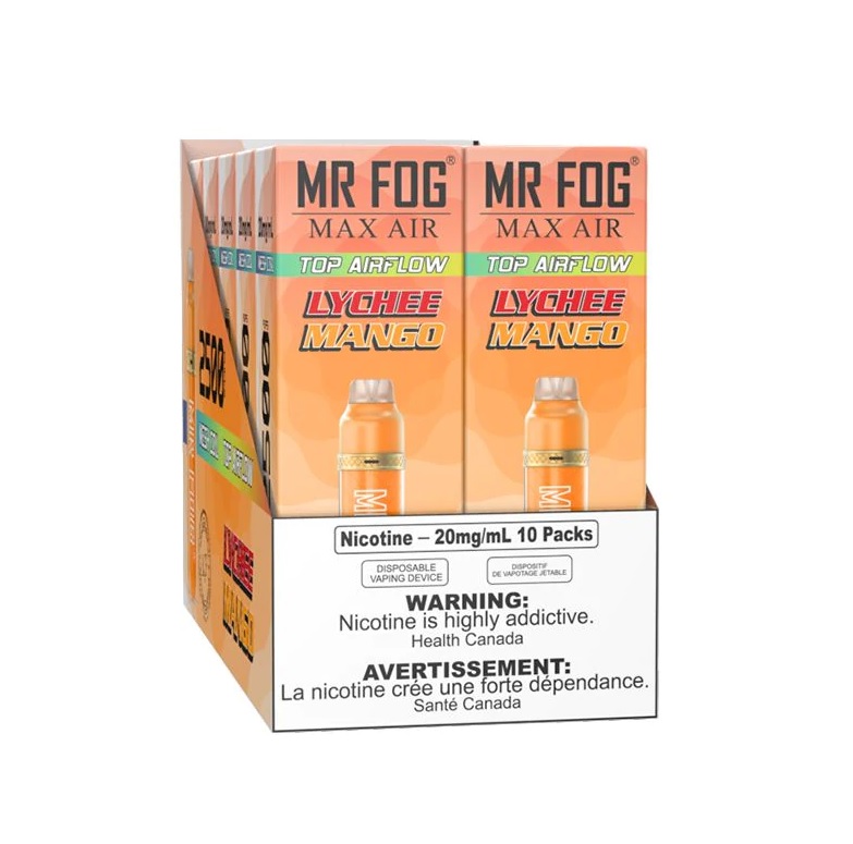 *EXCISED* Mr Fog Max Air Disposable Vape Lychee Mango 2500 Puffs Box Of 10