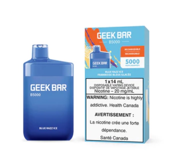 *EXCISED* Disposable Vape Geek Bar B5000 Blue Razz Ice Box of 5