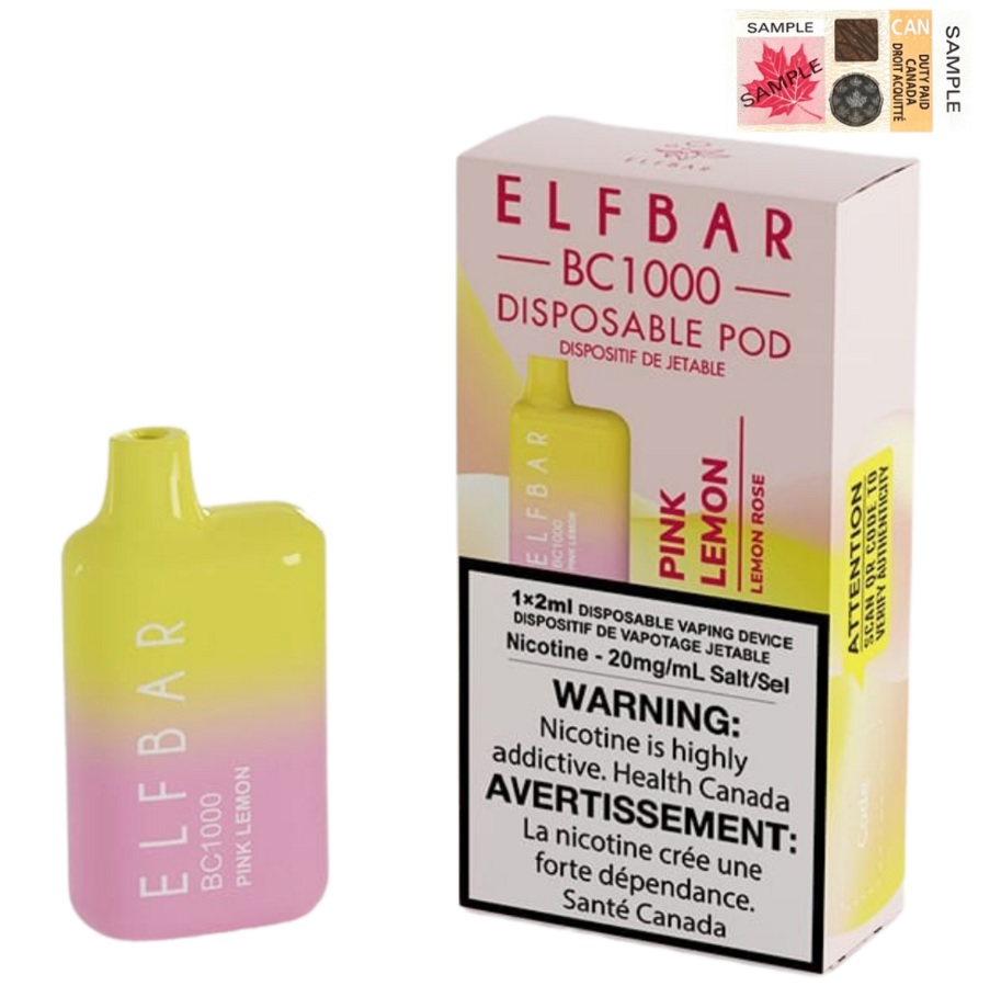 *EXCISED* Elf Bar Disposable Vape BC1000 650mAh Pink Lemon Box Of 10