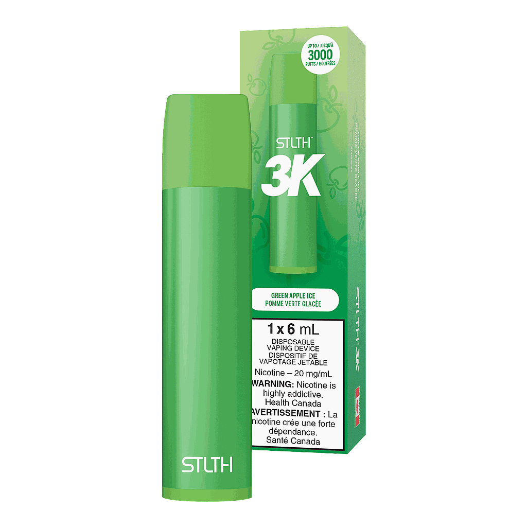 *EXCISED* STLTH 3K Disposable Vape 3000 Puff Green Apple Ice Box Of 6