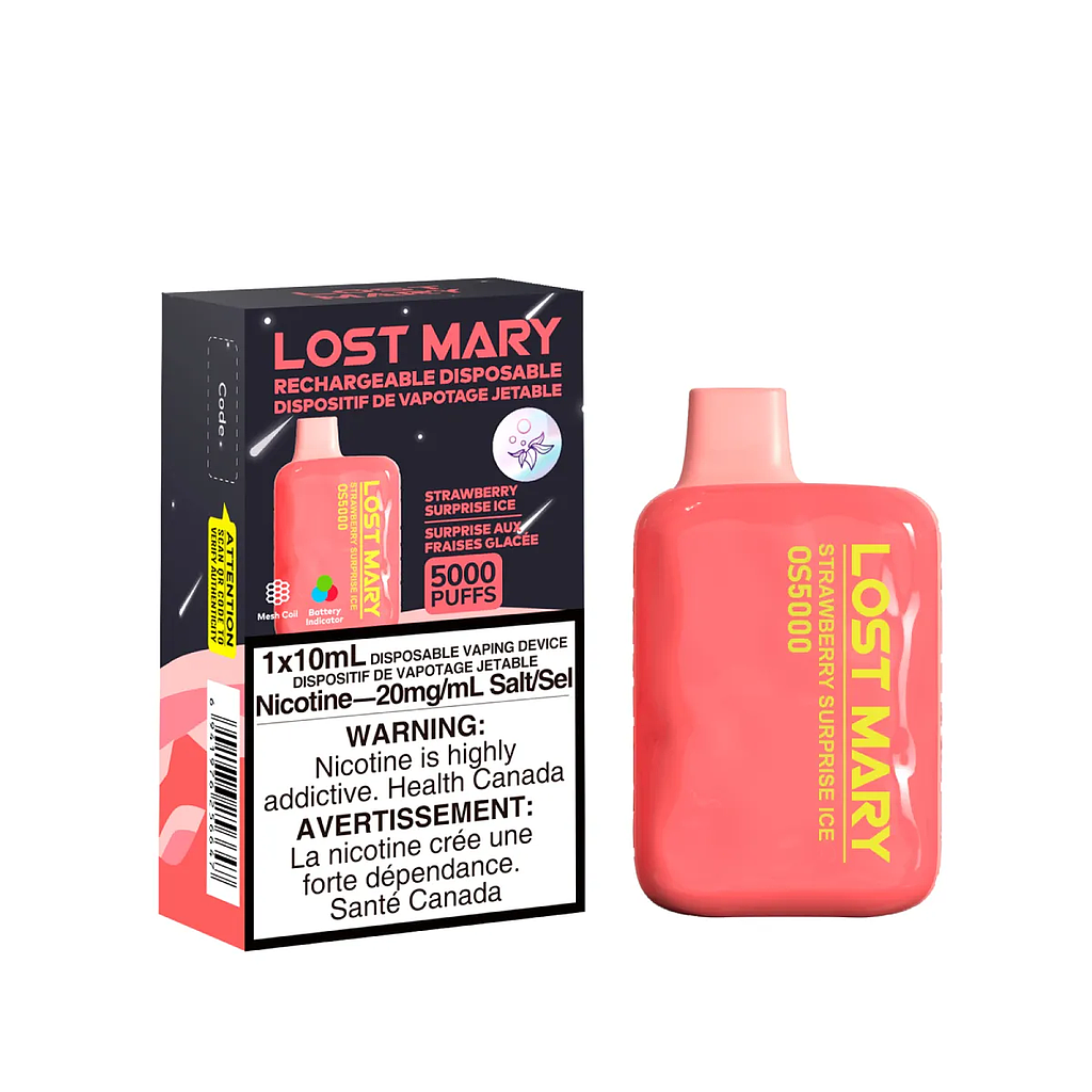 *Excised* Disposable Vape Lost Mary OS5000 Strawberry Surprise Ice Box of 10