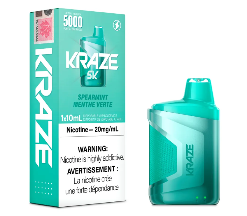 *EXCISED* Kraze 5000 Disposable Vape 5000 Puff Spearmint Box Of 5