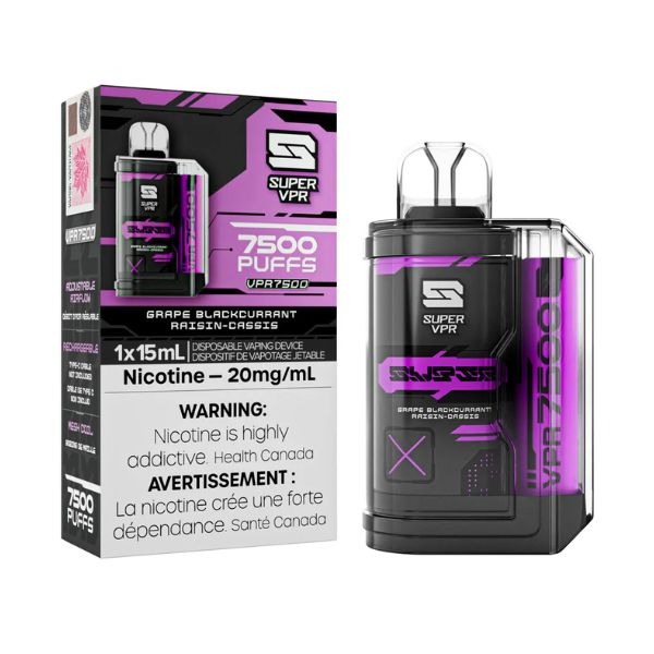*EXCISED* Super VPR 7500 Disposable Vape 7500 Puff Grape Blackcurrant Box of 5