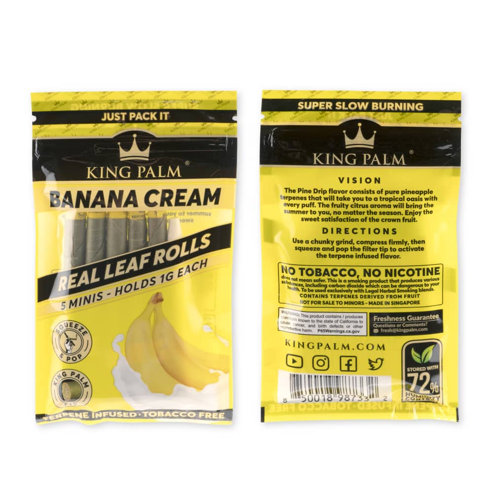 King Palm Mini Flavored Leaf Tubes Banana Cream 5 Per Pack Box of 15