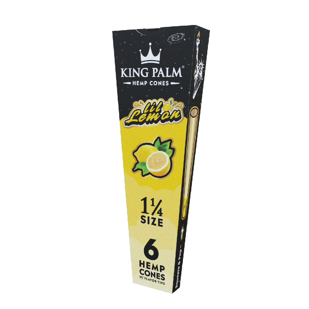 Pre Rolled Cones King Palm Hemp 1.25 Lil Lemon 6 Per Pack Box of 30