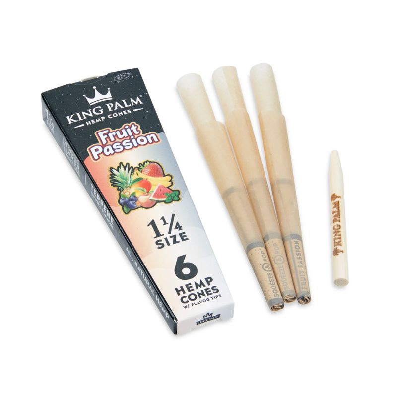 Pre Rolled Cones King Palm Hemp 1.25 Fruit Passion 6 Per Pack Box of 30