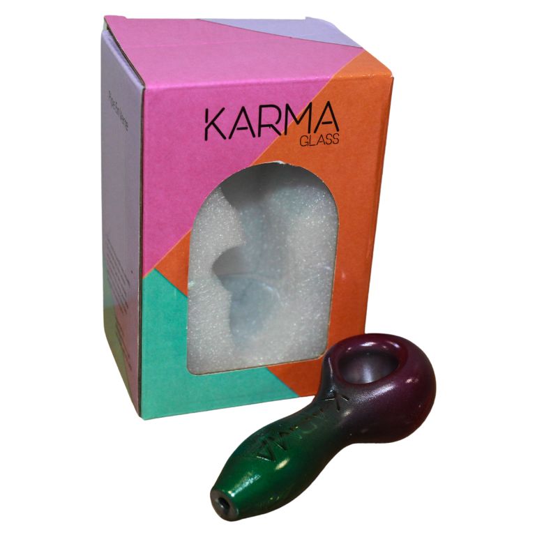 Glass Pipe Karma Metallic Purps & Greens Leaves 4"