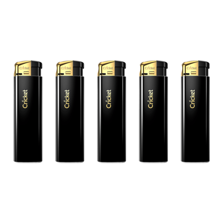 Lighters Cricket Original Electronic Black and Gold Box of 50