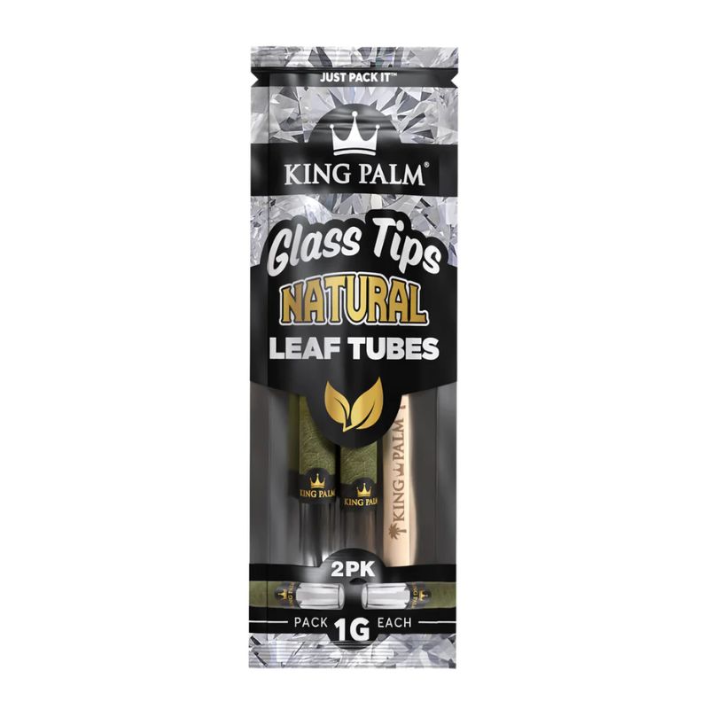 King Palm Mini Glass Tip Cones Natural 2 Per Pack Box of 15