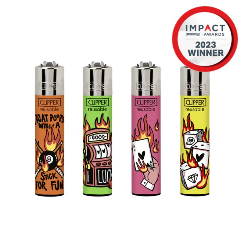 Lighters Clipper Games On Fire Series Box of 48
