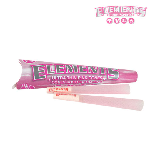 Pre Rolled Cones Elements 1.25 Pink 6 Per Pack Box of 32