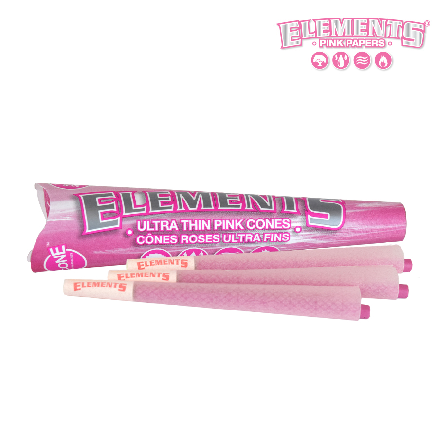 Pre Rolled Cones Elements King Size Pink 3 Per Pack Box of 32