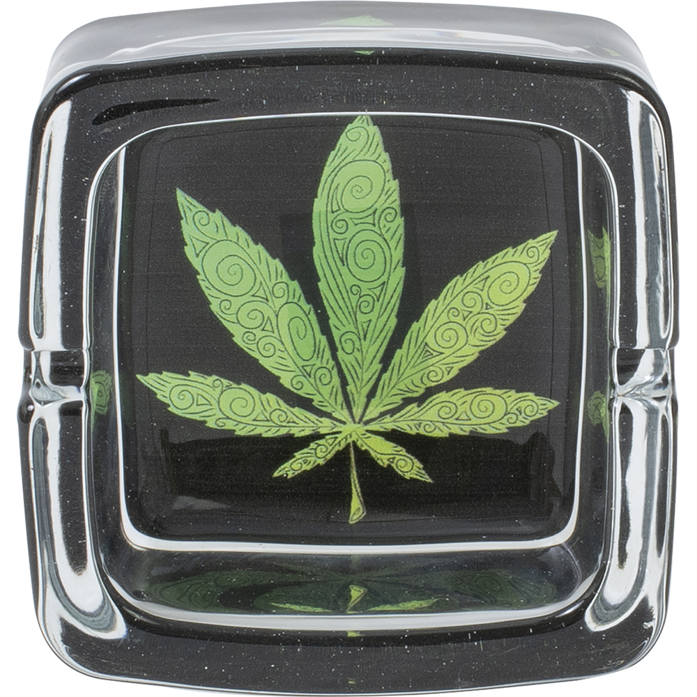 Ashtrays Fujima Square Glass Leaf Design Box of 6