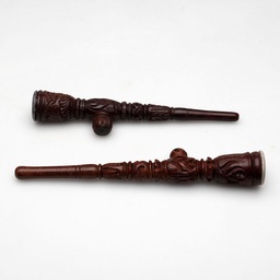 [ls012] 6" Stone Inlay Chillum Pipe 2-in-1