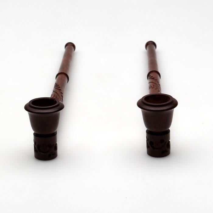 11" Ebony Wood Carved Pipe