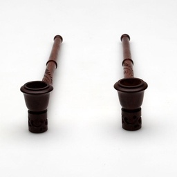 [ls196] 11" Ebony Wood Carved Pipe