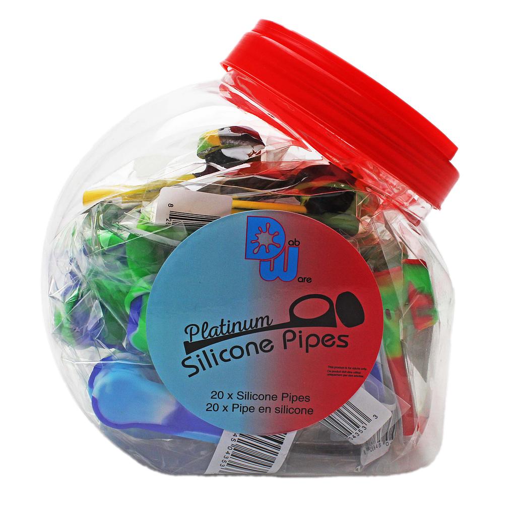 Silicone Pipe Dabware Platinum Short w/Glass Bowl - 20-Piece Fishbowl