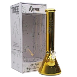 [trb031a] Glass Bong Tree Glass 15" 7mm Beaker Gold