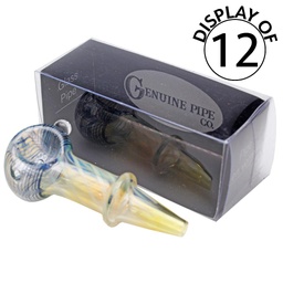 [gpg005b] Glass Pipe Genuine Pipe Co 3" Fumed Corkscrew - Display/12