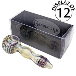 [gpg001b] Glass Pipe Genuine Pipe Co 3" Double Blown Fumed - Display/12