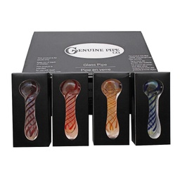 [gpg021b] Glass Pipe Genuine Pipe Co 4" Fumed Striped - Display/12