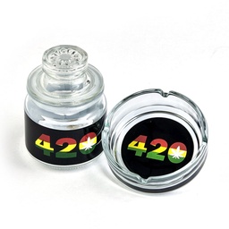 [fct014] Glass Stash Jar And Ash Tray Set 420