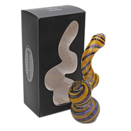 [gpb001yel] Glass Bubbler Genuine Pipe Co Stand Up Bubbler Color Swirl Yellow
