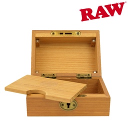 [h717] Raw Naturawl Lockable Teakwood Smoker's Box
