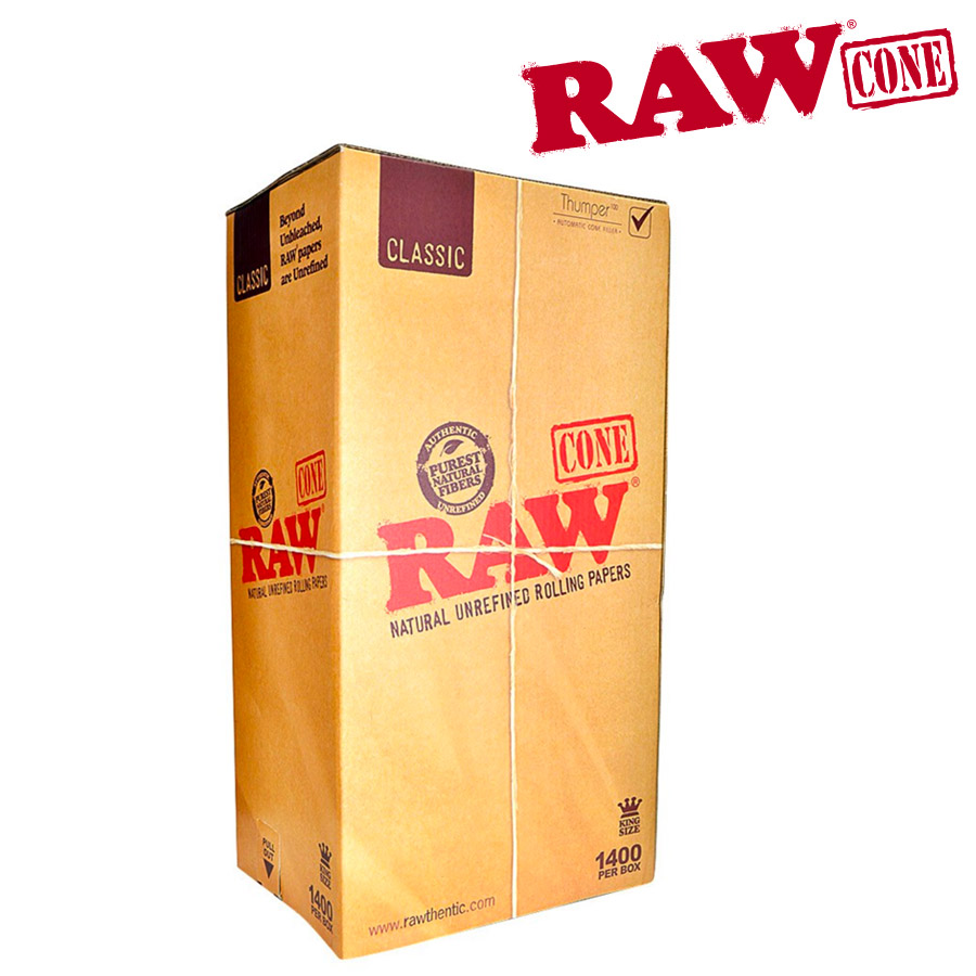 Raw Classic Natural Unrefined Pre-Rolled King Size Cones - Bulk Box/1400