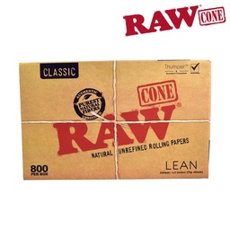 [cone16] Raw Classic Natural Unrefined Pre-Rolled Lean Cones - Bulk Box/800