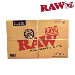 [cone16] Raw Classic Natural Unrefined Pre-Rolled Lean Cones - Bulk Box/800