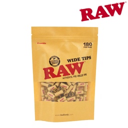 [h731] Raw Wide Pre-Rolled Unbleached Tips 180-Pack Bag