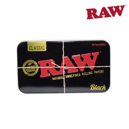 [h732] Raw Metal Tin Case Black
