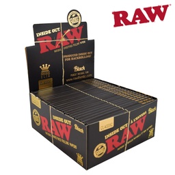 [pap98b] Raw Black Inside Out King Size Slim Rolling Papers Box/50
