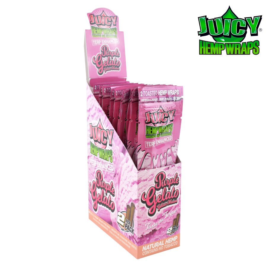 Juicy Jay Terp-Infused 2x Hemp Wrap Purple Gelato - Box of 25