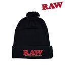 Raw Pompom Hat Black