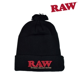 [h745] Raw Pompom Hat Black