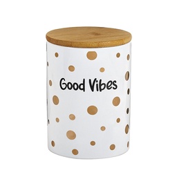 [fct039] Deluxe Canister Stash Jar Gold Dots Good Vibes