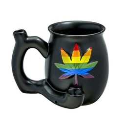 [fct045] Premium Roast & Toast Ceramic Mug w/ Pipe - Matte Black & Rainbow Leaf