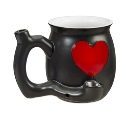 [fct046] Premium Roast & Toast Ceramic Mug w/ Pipe - Matte Black & Red Heart
